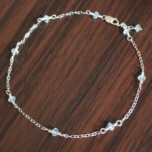 Blue Topaz Anklet in Sterling Silver - Handmade